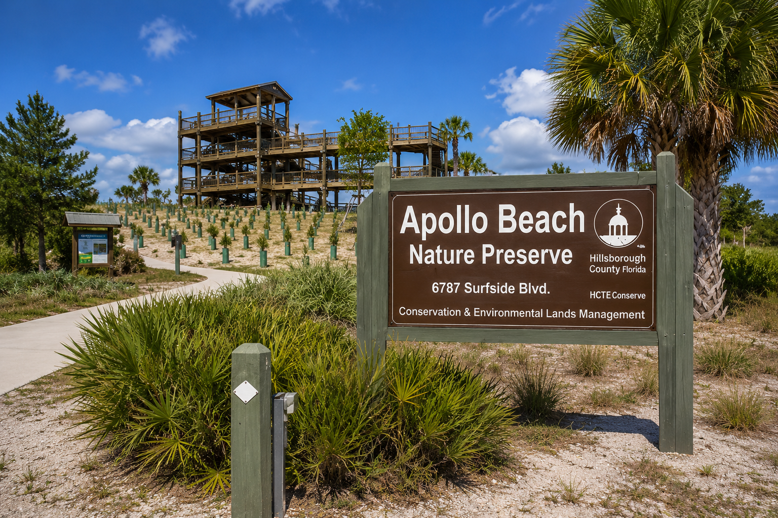 Apollo Beach Natural Preserve coastal area, highlighting local nature parks for families relocating to Riverview or Tampa with Real Estate Advisor Cheer Alvarez.