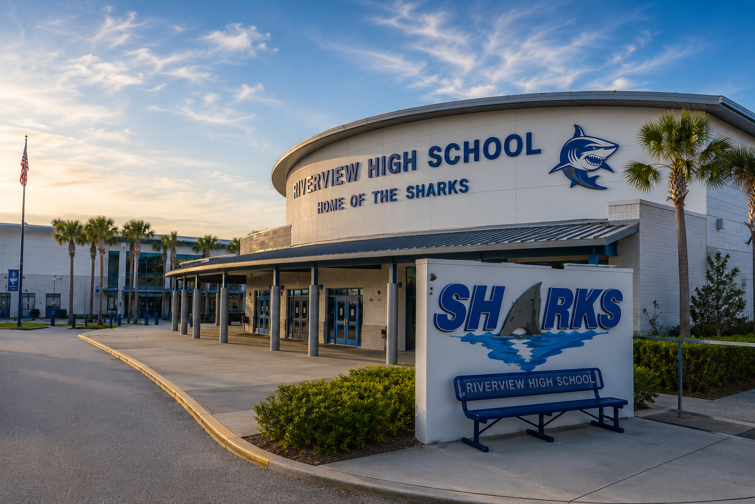 Riverview High School public school facility, offering essential neighborhood details for military families relocating near MacDill AFB with Realtor Cheer Alvarez.