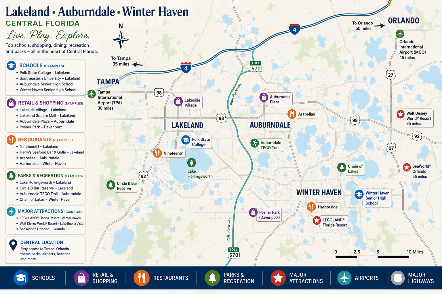 Relocating to Central Florida regional housing market and commuter map for Lakeland, Auburndale, and Winter Haven, shared by Cheer Alvarez.