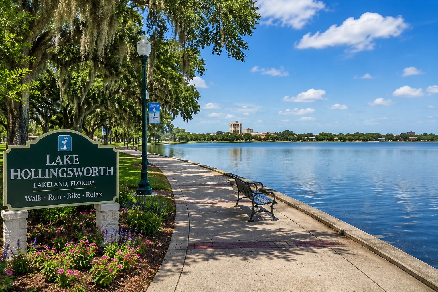 Living in Lakeland Florida active outdoor recreation along the scenic Lake Hollingsworth walking trails, presented by Cheer Alvarez.