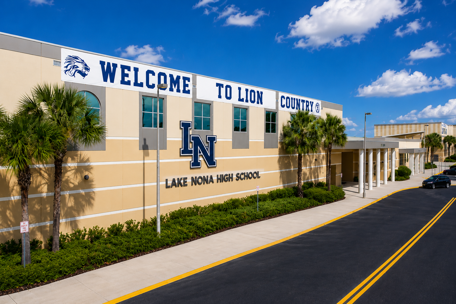Lake Nona Florida school districts featuring Lake Nona High School campus, academic facilities, and educational opportunities in Orlando.