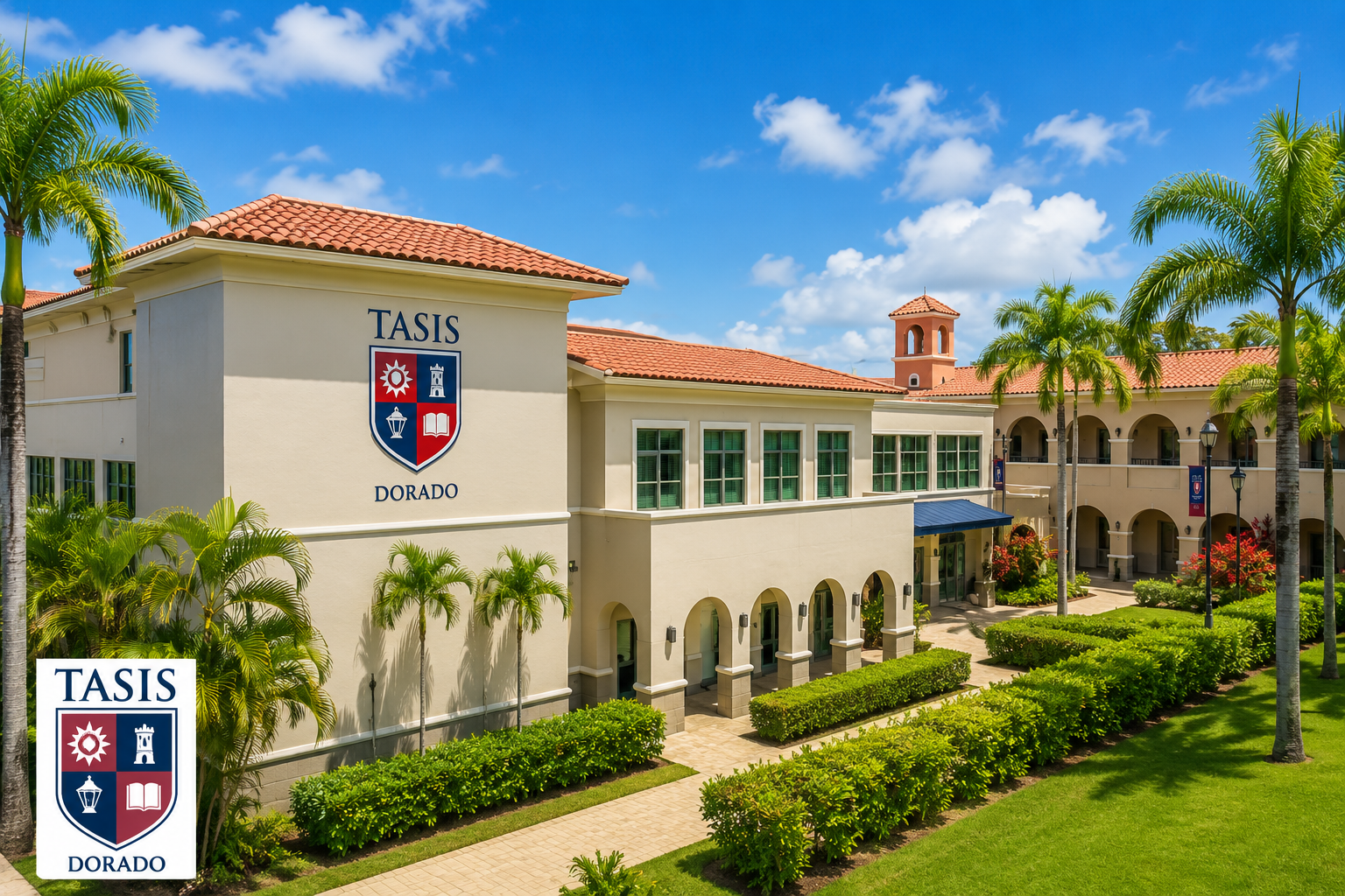 Dorado Puerto Rico schools campus view of TASIS Dorado private academy, featured for relocating families by Real Estate Advisor Cheer Alvarez.
