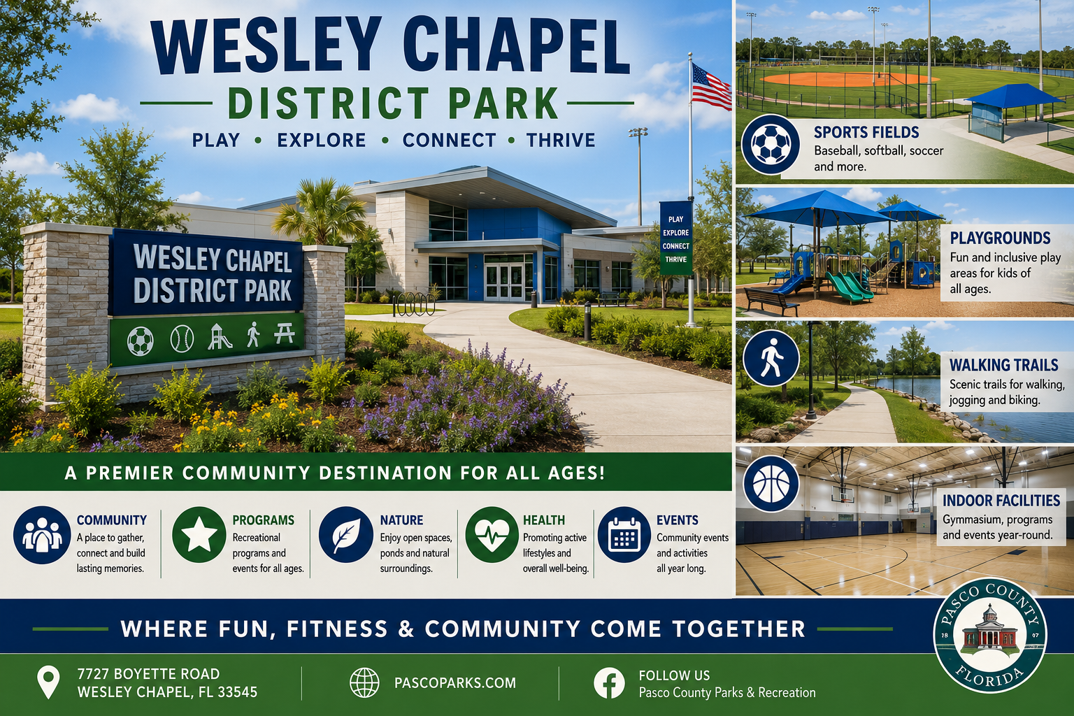 Moving to Wesley Chapel FL community infrastructure highlighting athletic fields at Wesley Chapel District Park, presented by Cheer Alvarez.