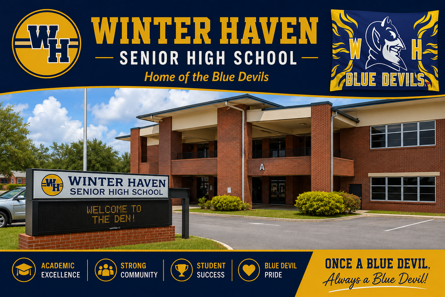 Winter Haven Florida local school reviews featuring the Winter Haven High School campus and community details by Cheer Alvarez.